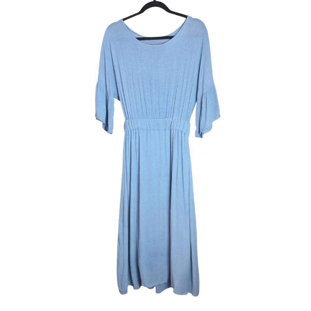 Le Lis Blue Mini Dress - Elastic Waist, Lined Skirt, Made in USA, Size M